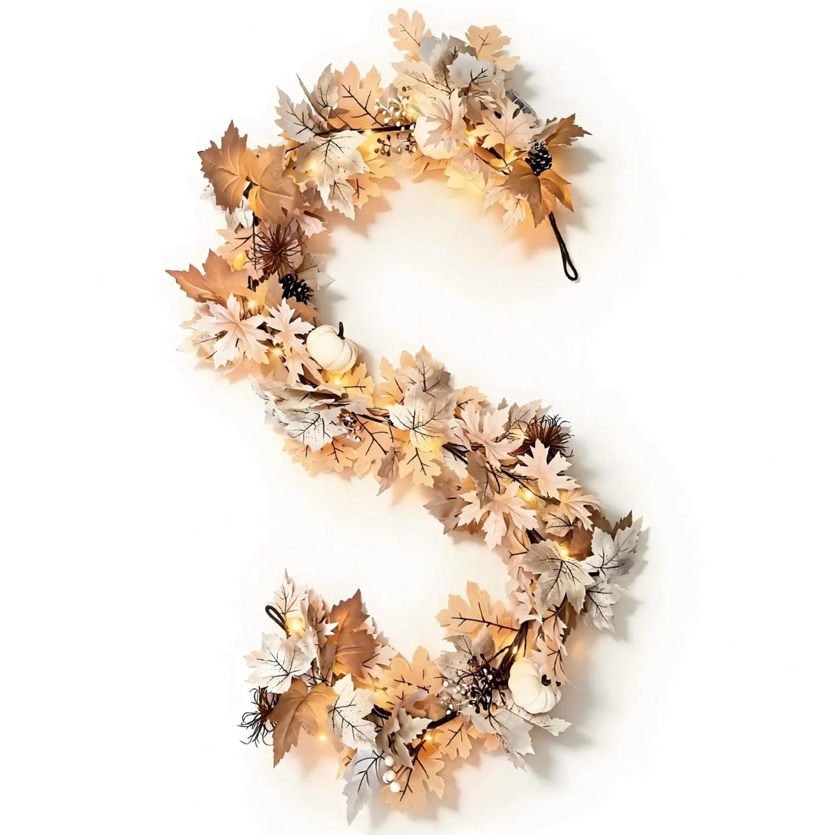 Fall Garland with Lights 6Ft Thanksgiving Decorations for