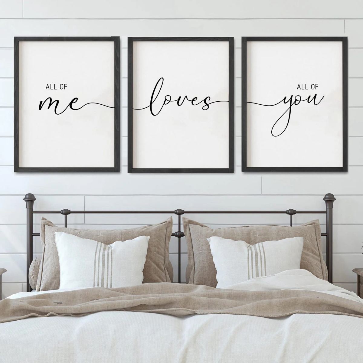 Set of 3 Framed Farmhouse All of Me Loves All of You Sign