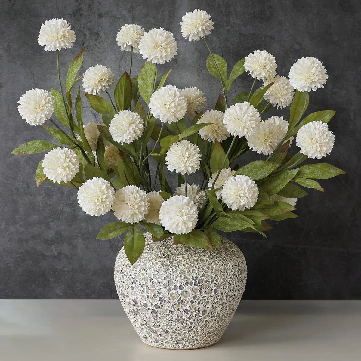 6 Pcs 27 Artificial Pompon Mum Silk Flower Stems for Vase
