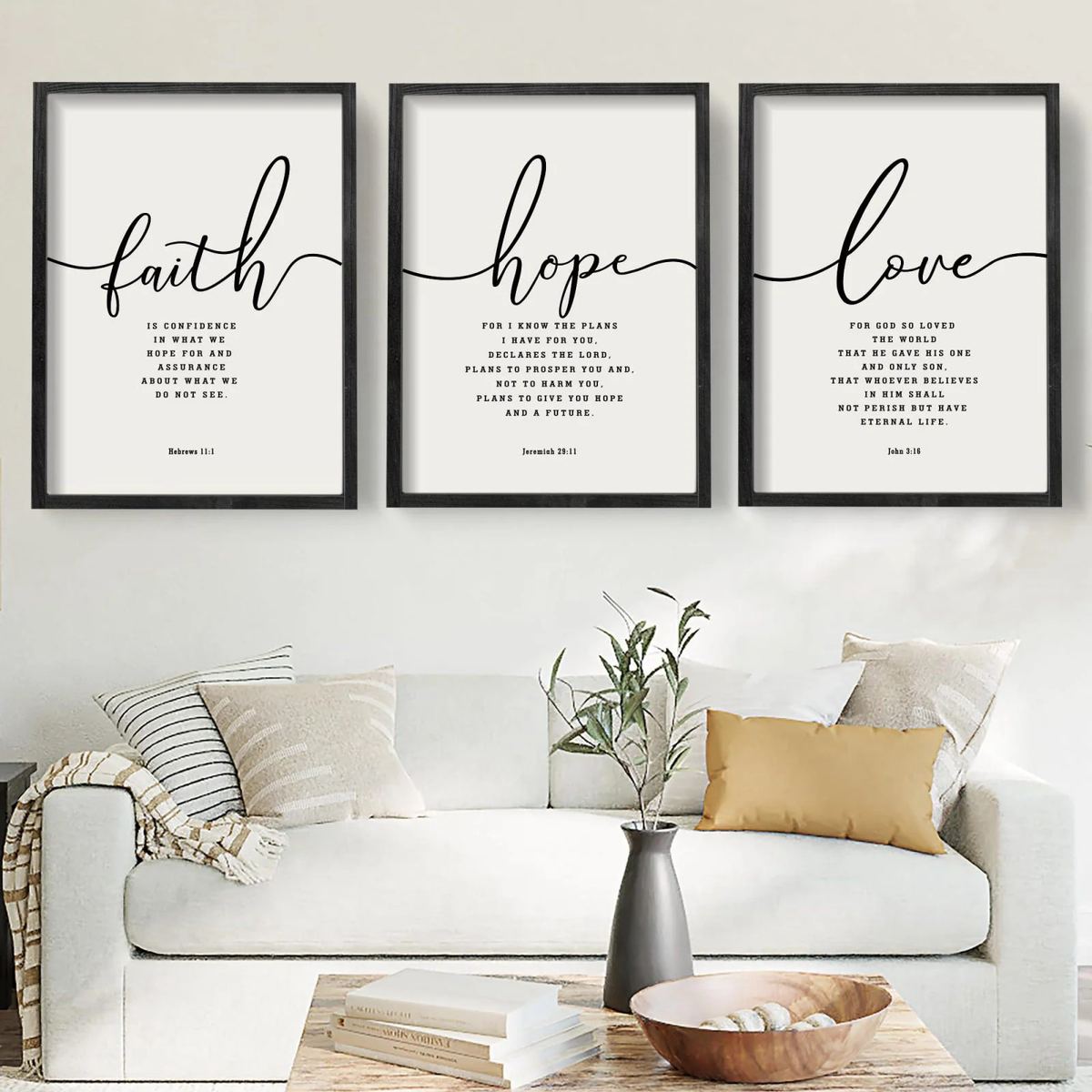Houmury Set of 3 Framed Farmhouse Bible Verses Wall Decor