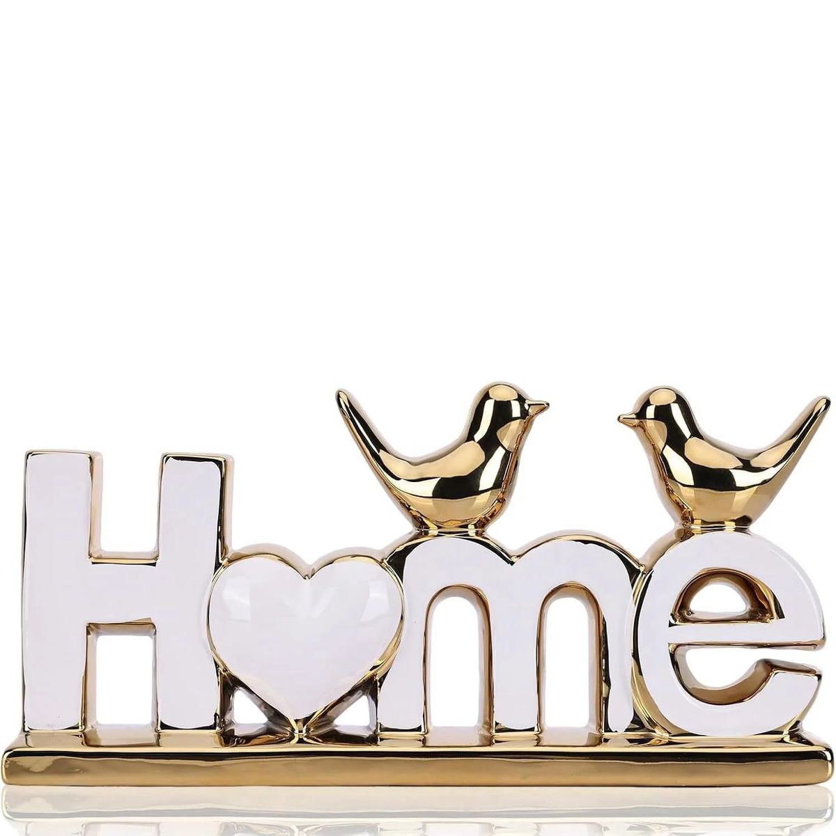 WUBIANJIE White and Gold Ceramic Home Sign White and Gold