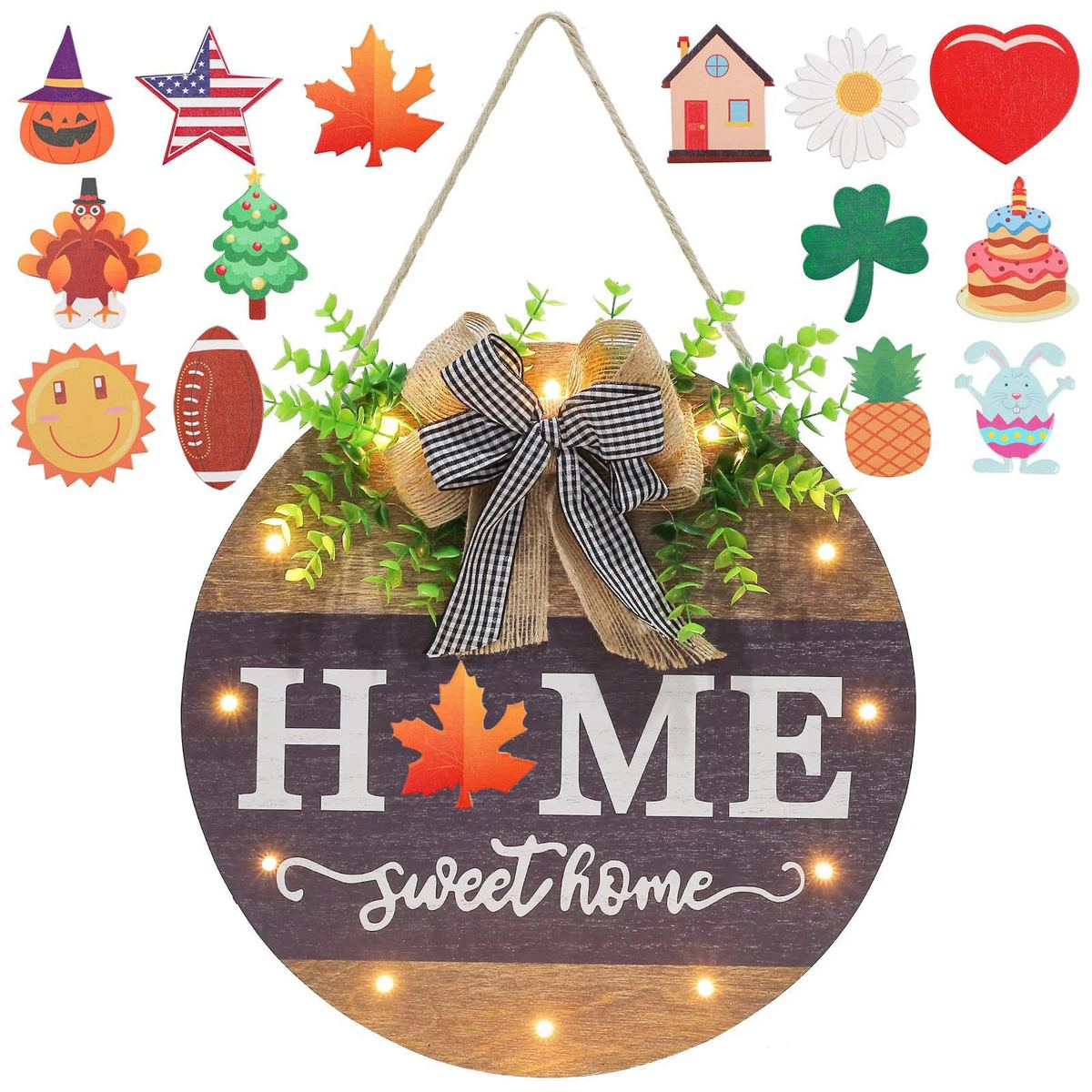 Interchangeable Welcome Sign for Front Door with 14