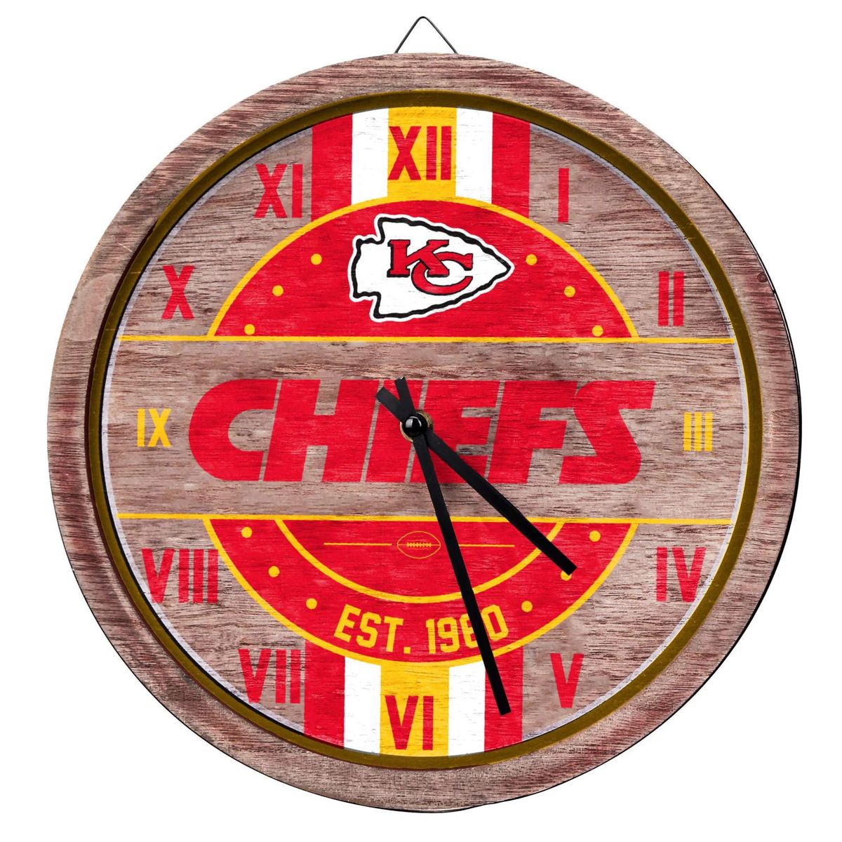 FOCO NFL Wooden Barrel Wall Clock