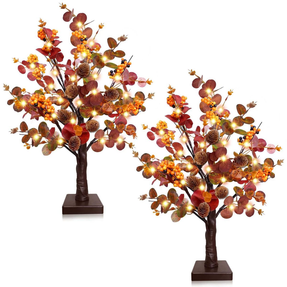 TURNMEON Fall Decor 2 Pack 18 Inch Tabletop Prelit Fall