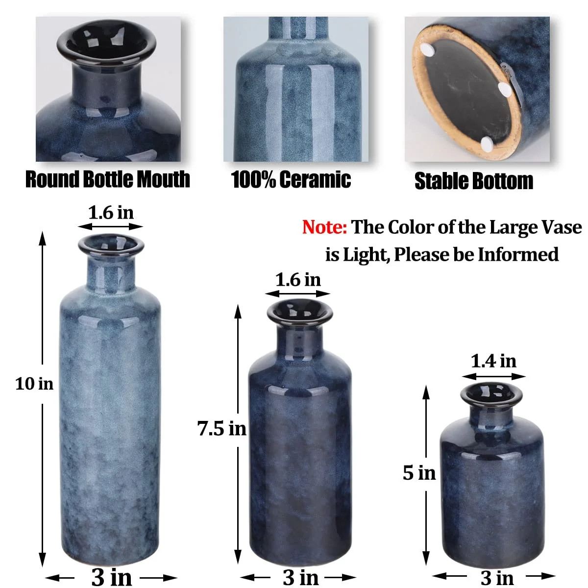 Blue Ceramic Vase Set