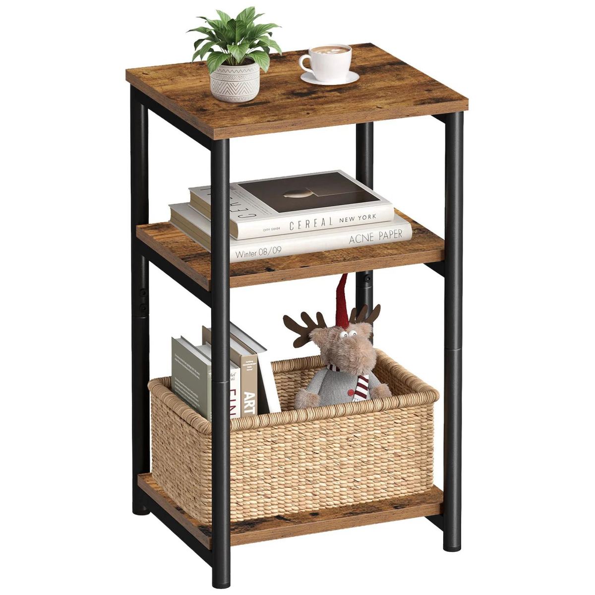 VASAGLE Side Table Small End Table Tall Nightstand Steel