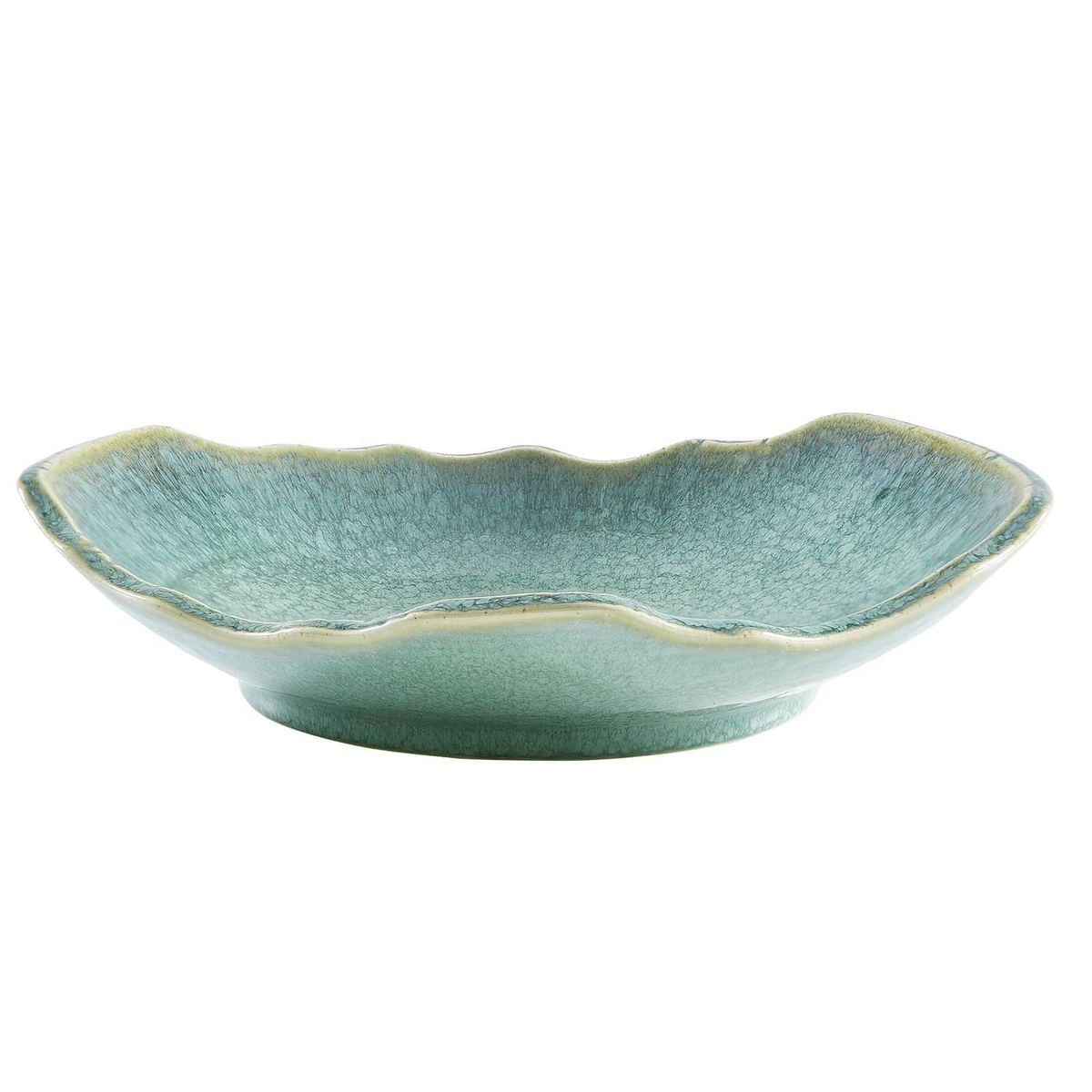 Large Ceramic Decorative Bowl 12 Dish Green Reactive Glaze