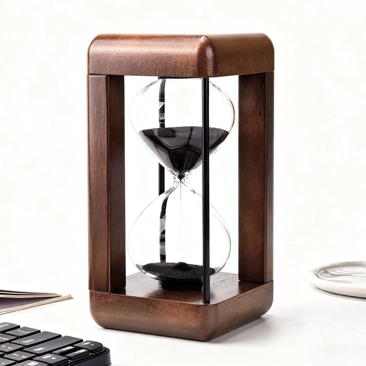 Hourglass Timer 60 Minute Large Premium Walnut Sand Timer