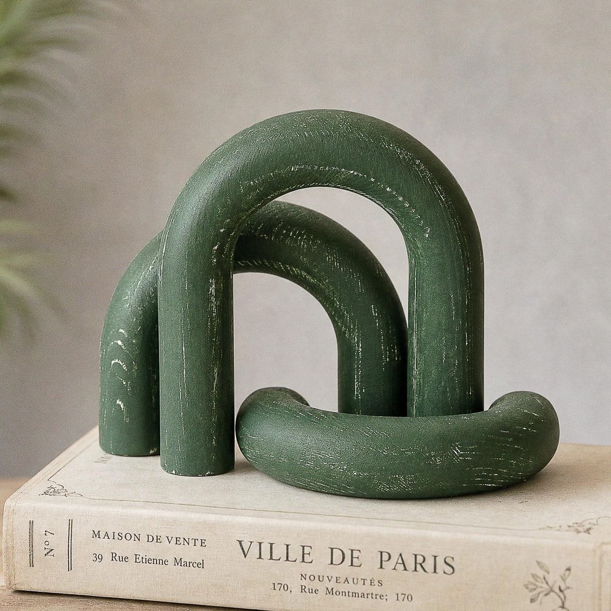 EOSAHR Pine Wood Arch Decor Set Wood Sculpture for Book