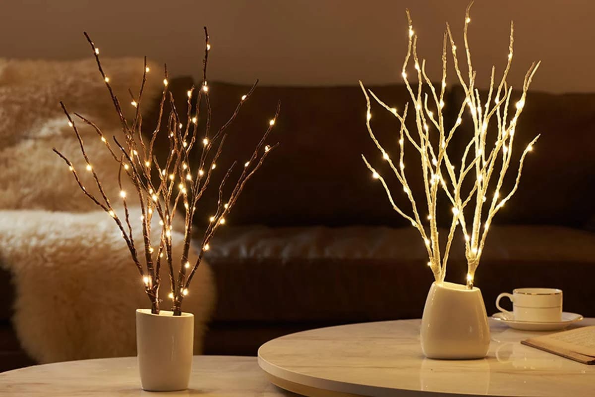 Fudios Lighted Branches with Timer 70 LED Fairy Lights 18in