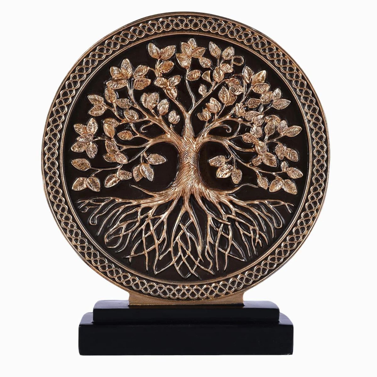Abstract Circular Tree of Life Decorative Sculpture Black