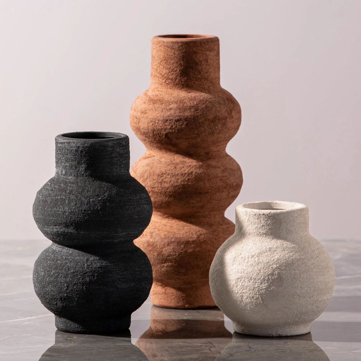 Ceramic Vase Set of 3 Home Decor Living Room Table