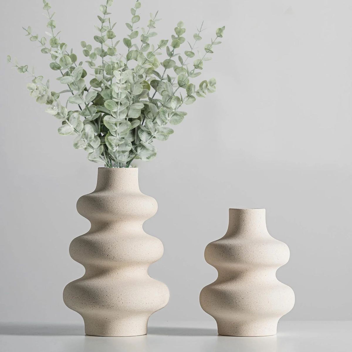 Ceramic Vases Set Boho Home Decor Vase Off White Set of 2