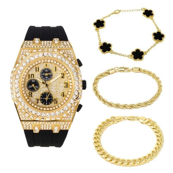 ICE STAR Men s 43mm Luxury Iced Diamond Octagon Watch