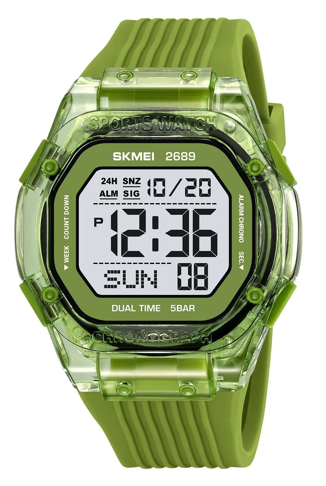 Gosasa Transparent Digital Watch Unisex Square Sport Watch