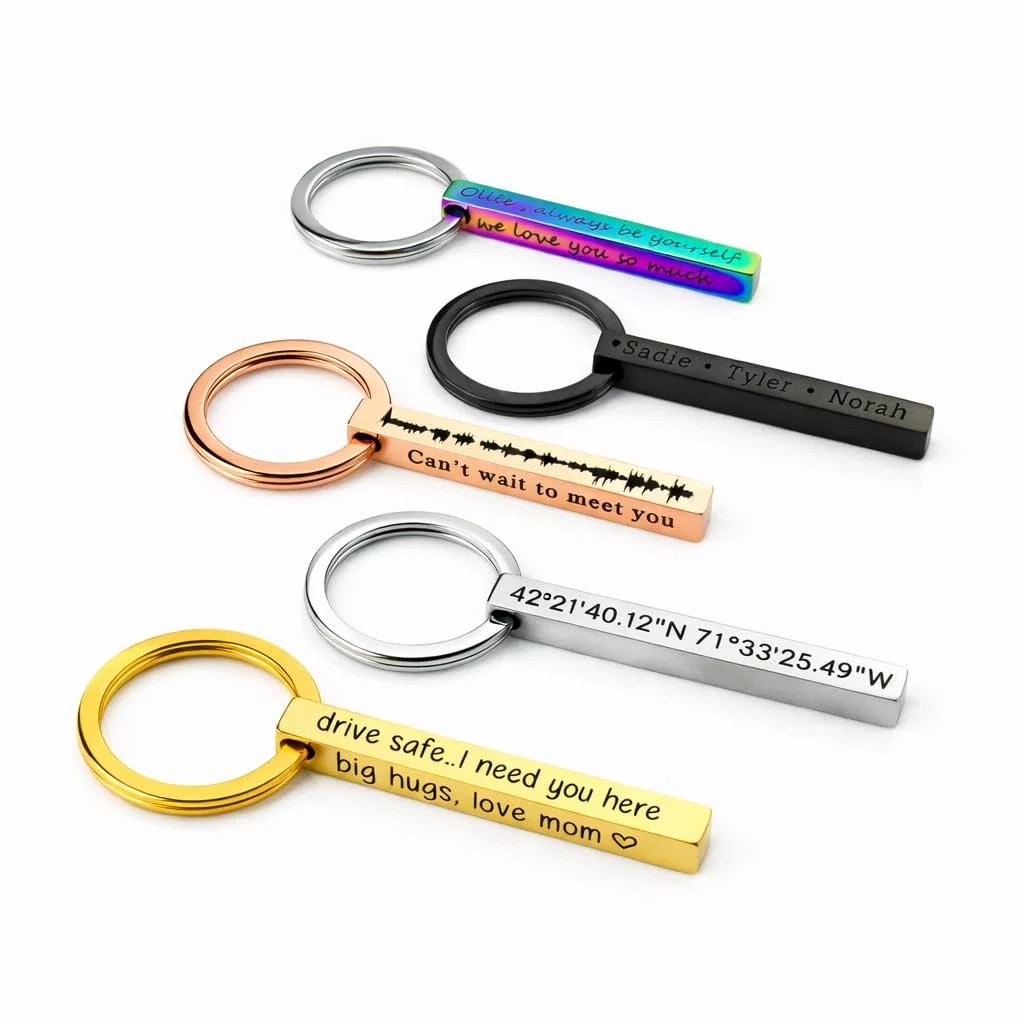 Personalized 3D Bar Keychain with Name Handwriting Photo 4