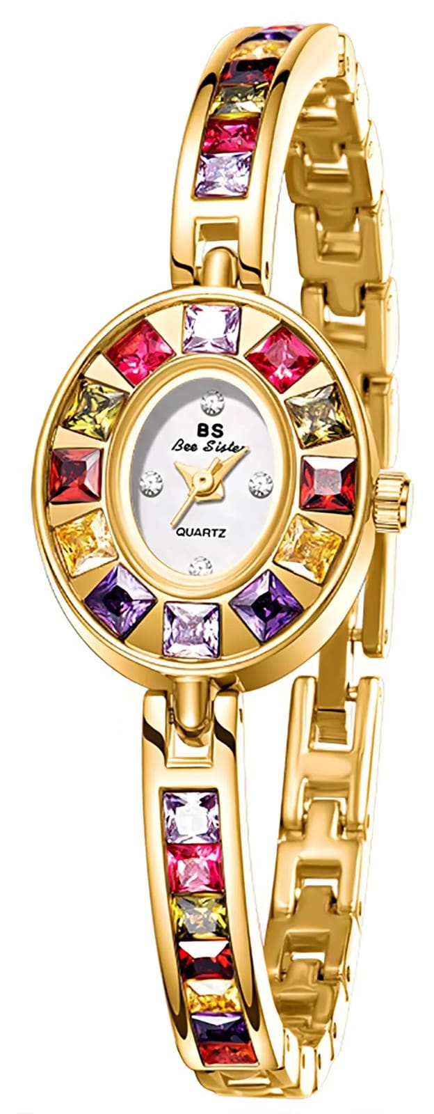 Gosasa Vintage Women s Dress Watch Colorful Crystal Oval