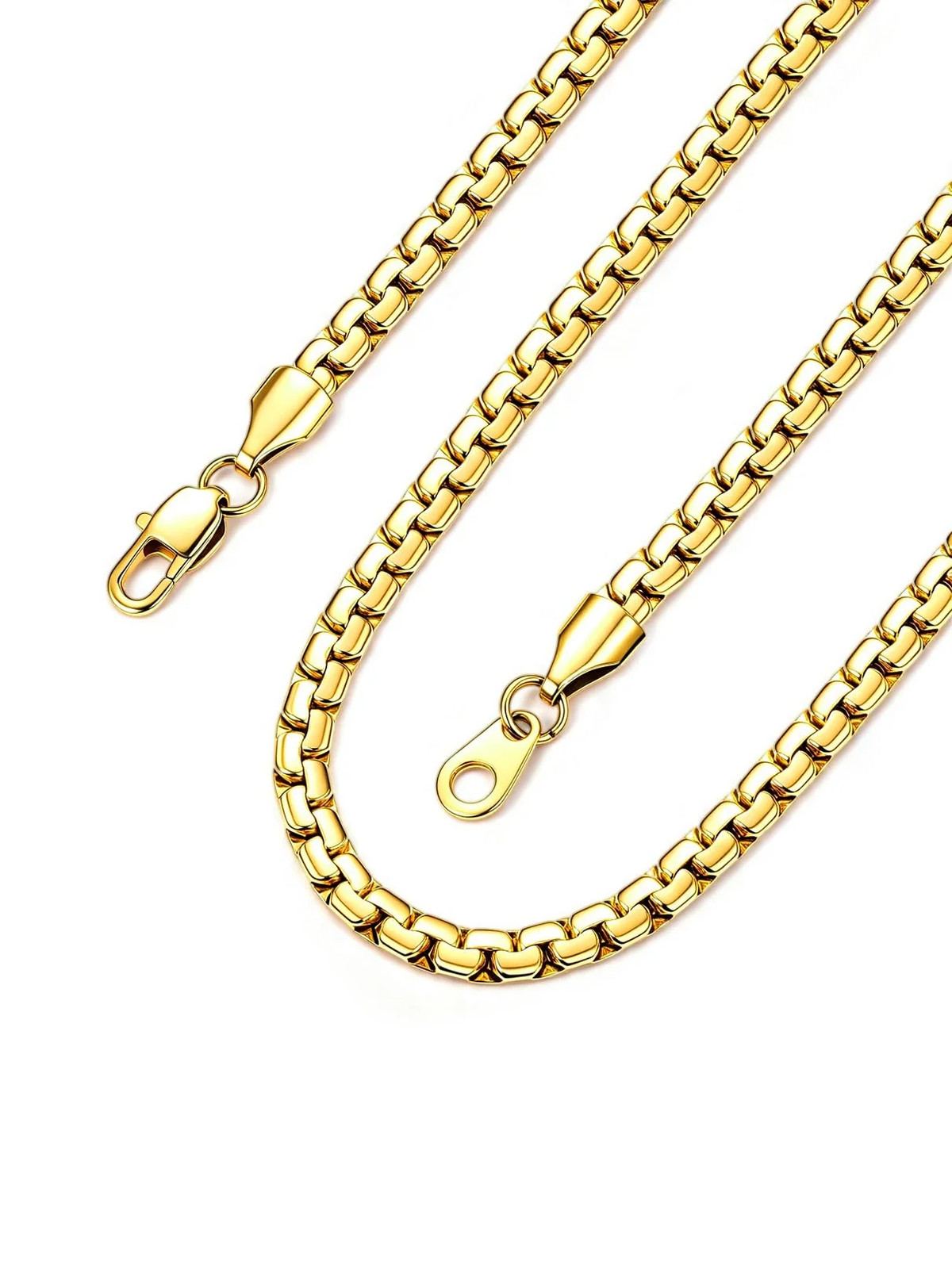 Bandmax Solid Stainless Steel Flat Box Link Chain Necklace