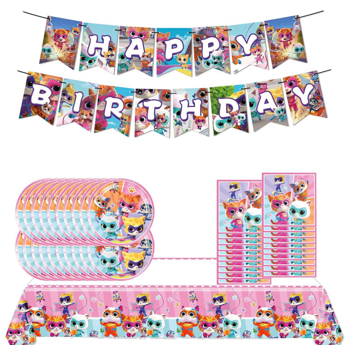 Super Cat Birthday Supplies 41pcs Cartoon Movie Party