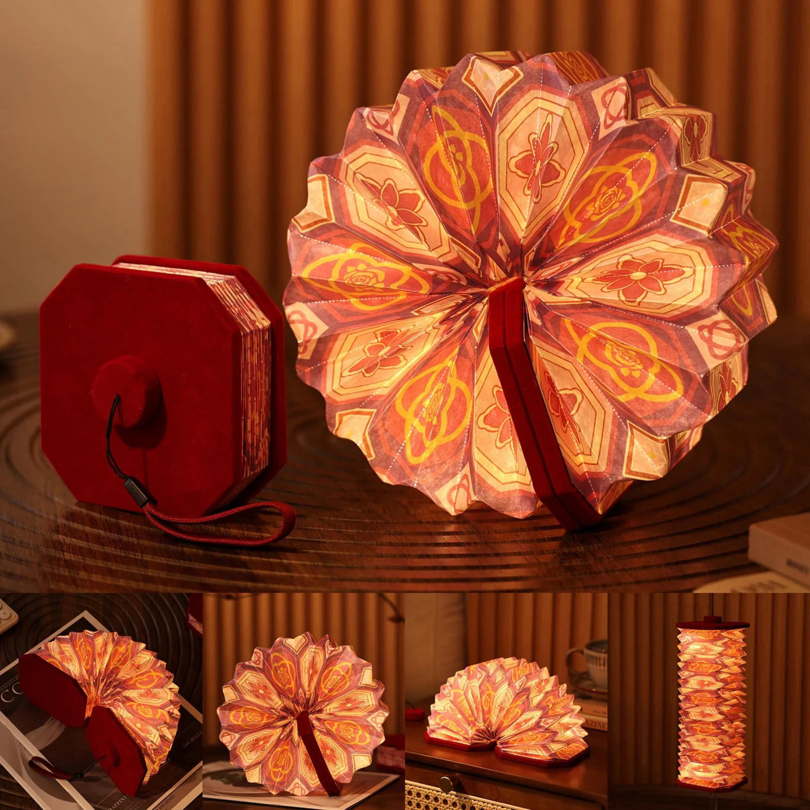 Vintage Accordion Lamp Folding Paper Lamp House Warming