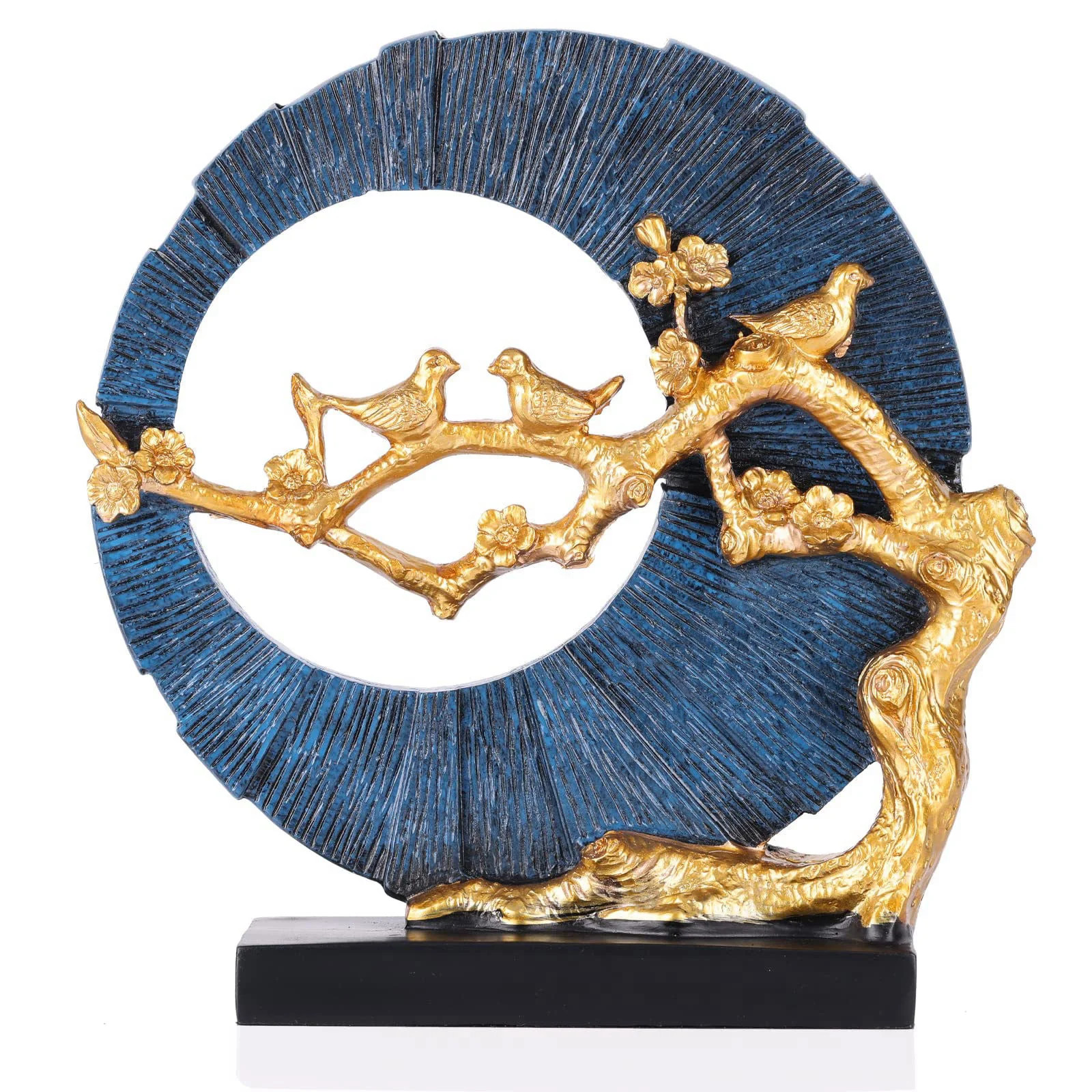 Gold Bird Statue Decor Gold and Blue Home Decor Bird