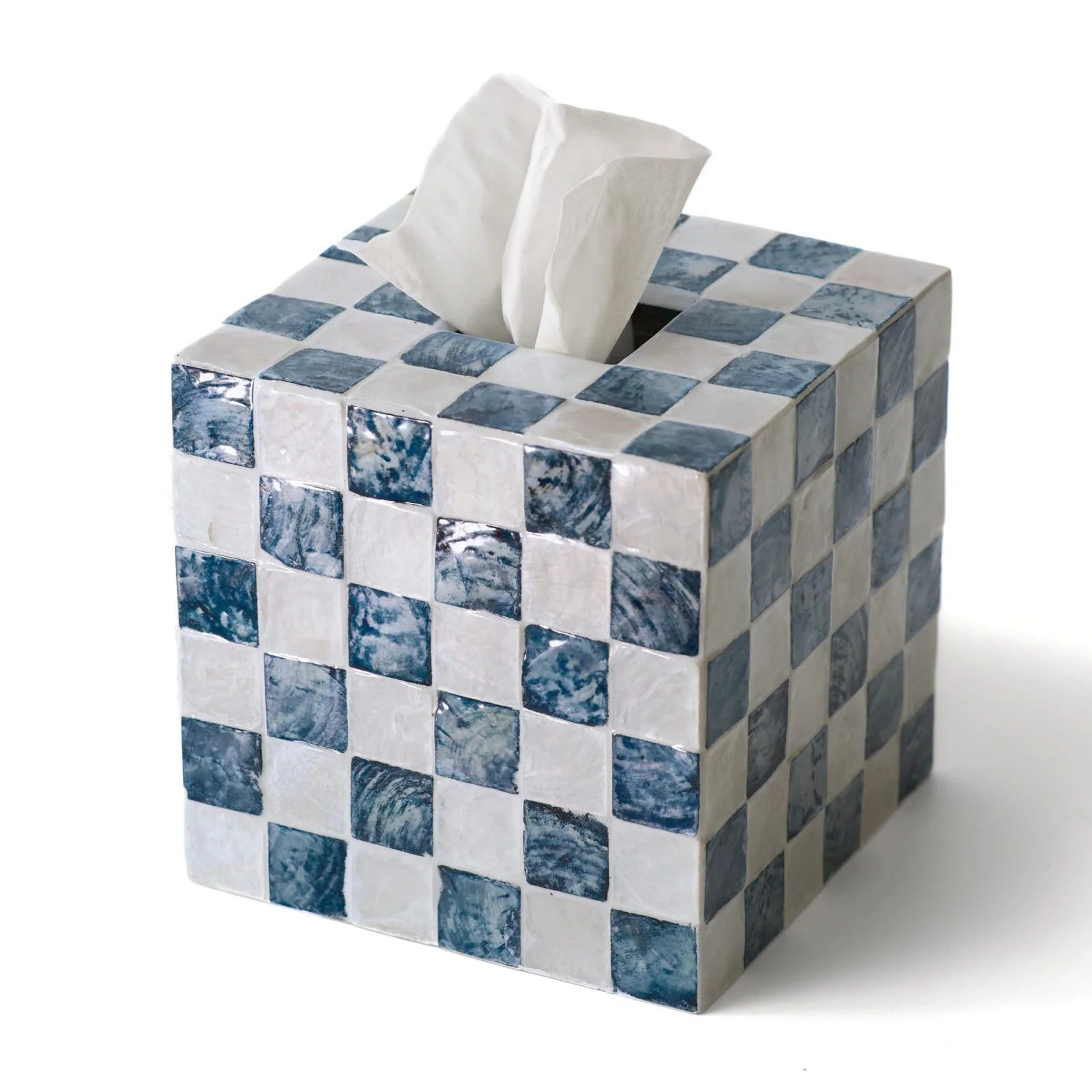 5 5 Capiz Square Tissue Box Cover Cube Tissue Holder Navy