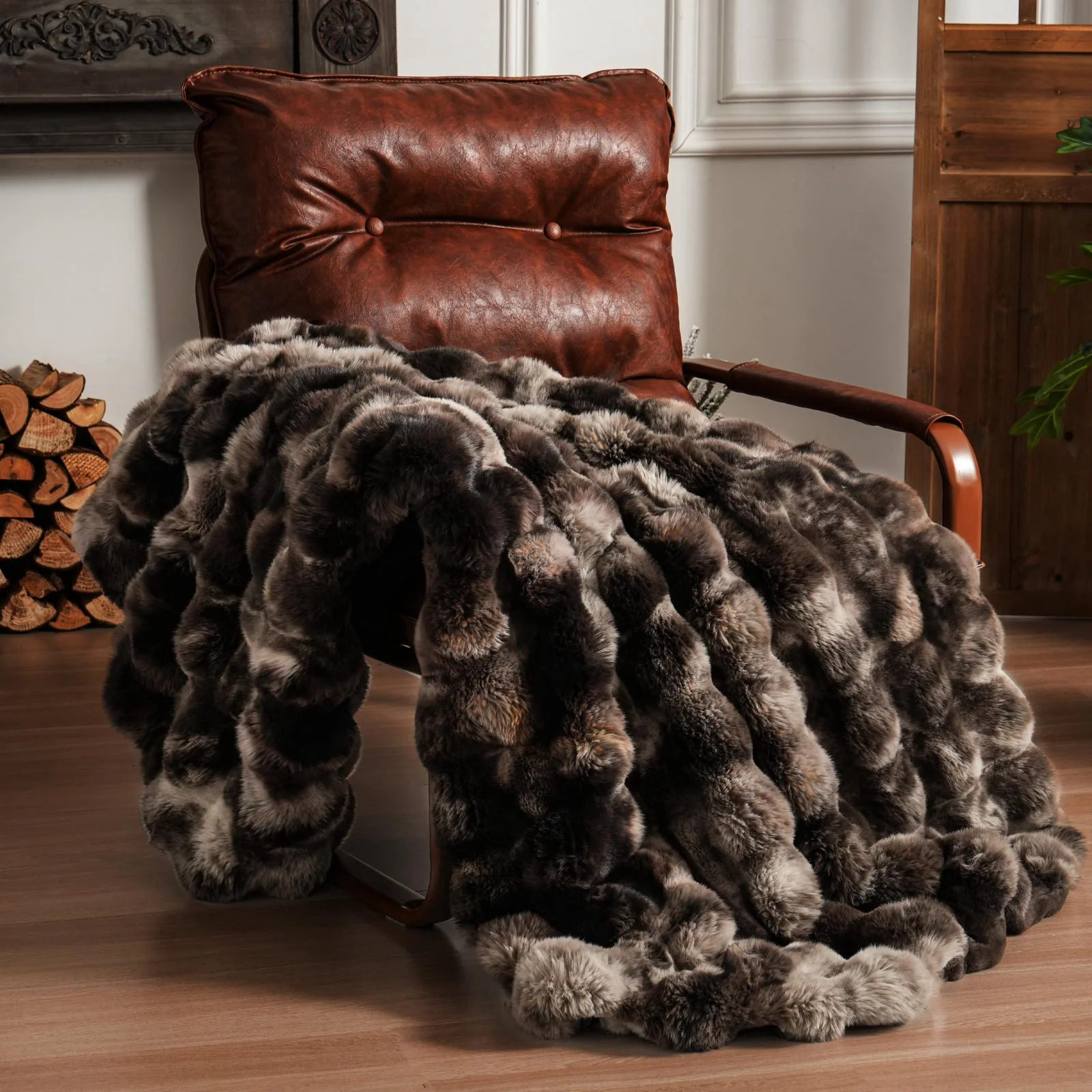 Fluffy Faux Fur Throw Blanket for Couch Soft Plush Thick
