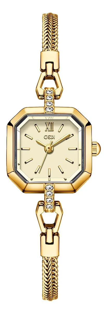 FANMIS Women Petite Bracelet Watch Small Gold Octagon Quartz