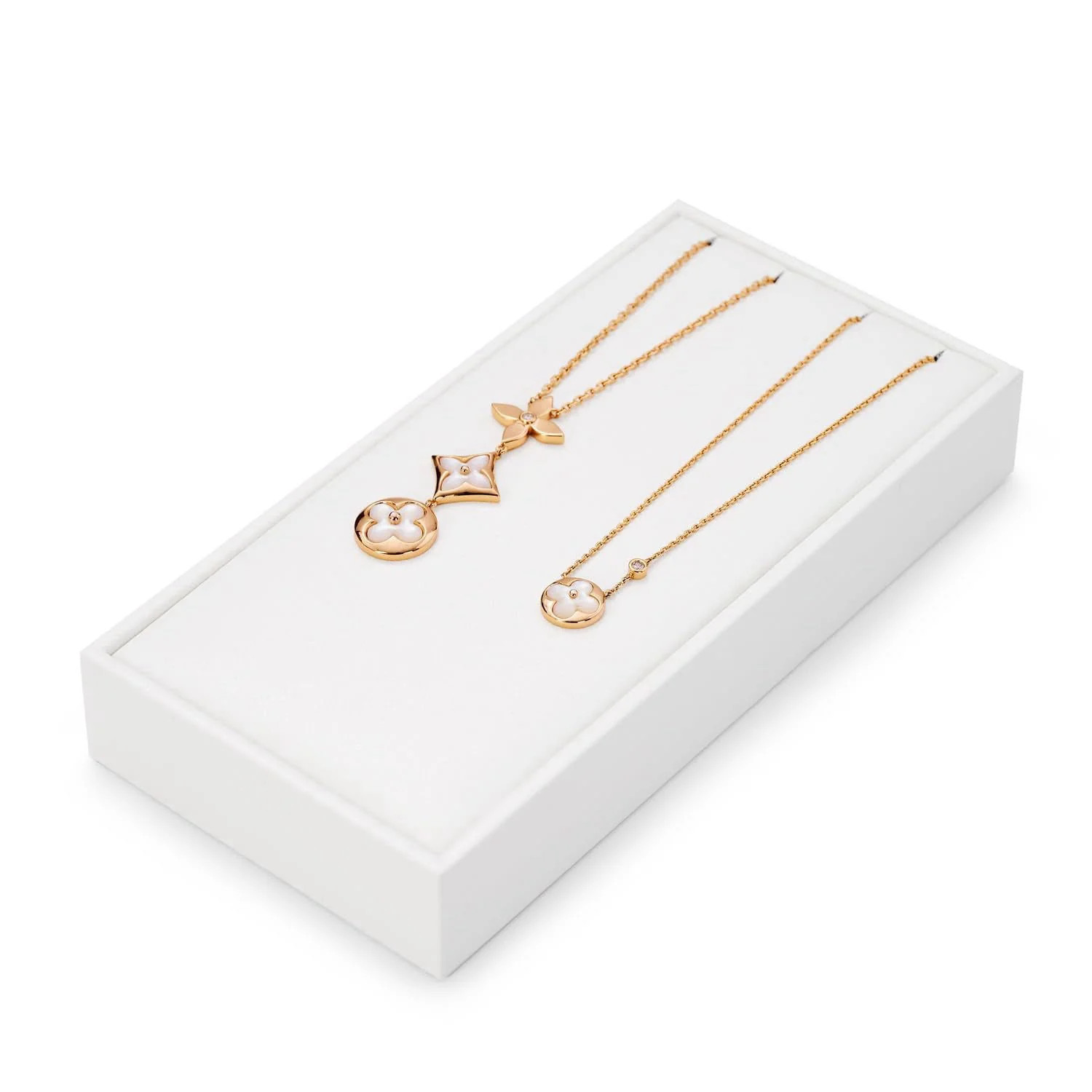 White PU Leather 2 Slot Necklace Display Stand