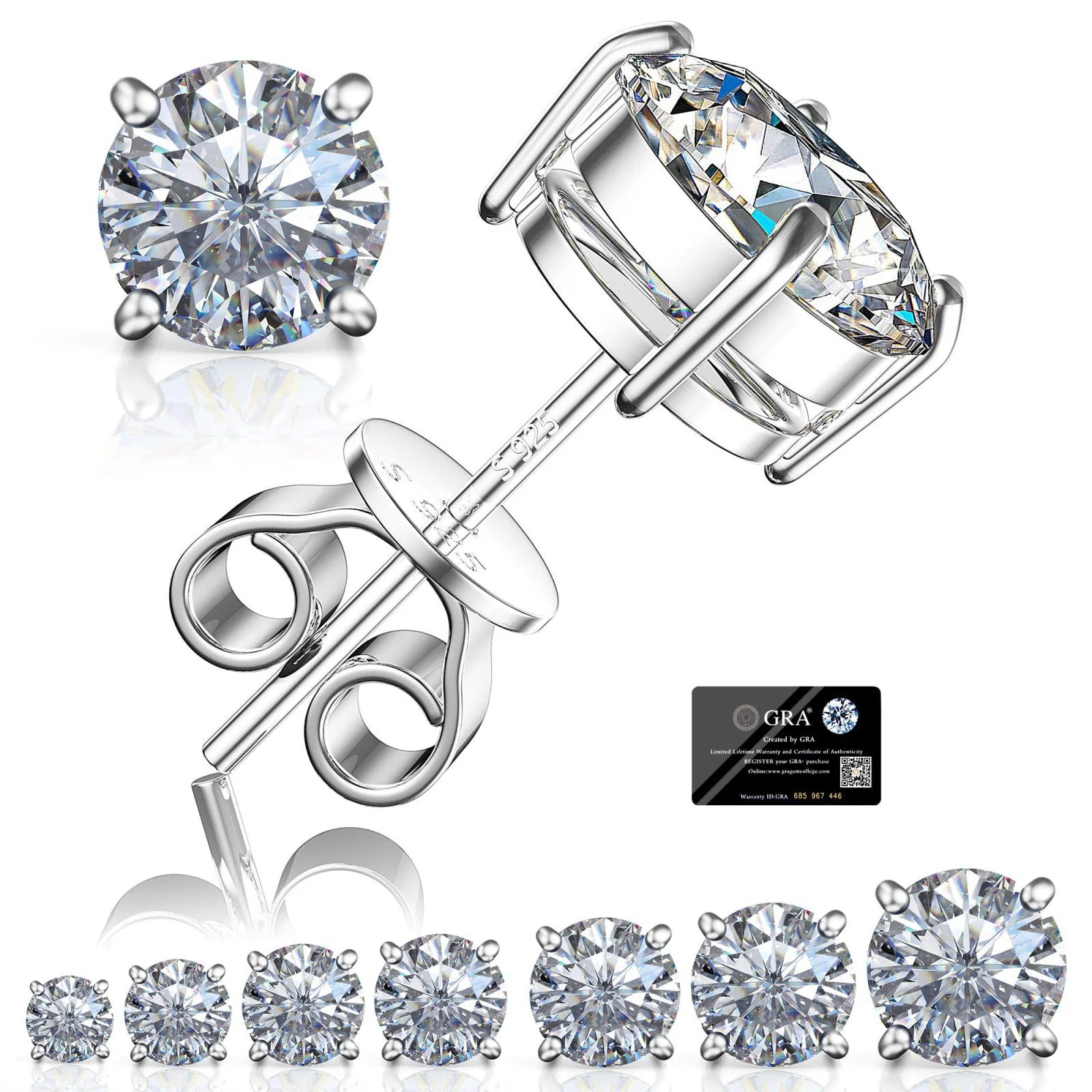 Moissanite Stud Earrings for Women Men 0 3 3 0CT Solid 925