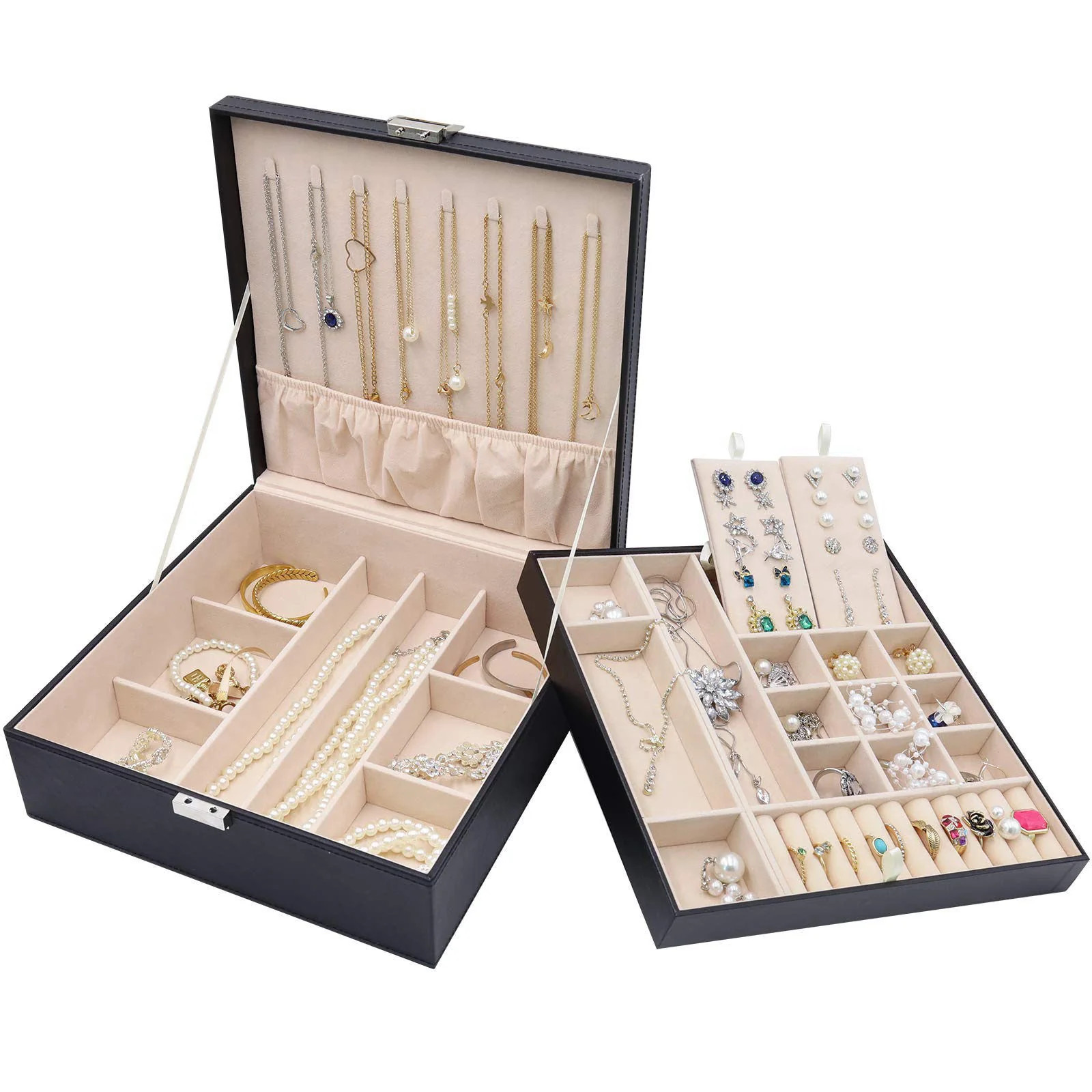 ProCase 2 Layers Jewelry Box for Women Black