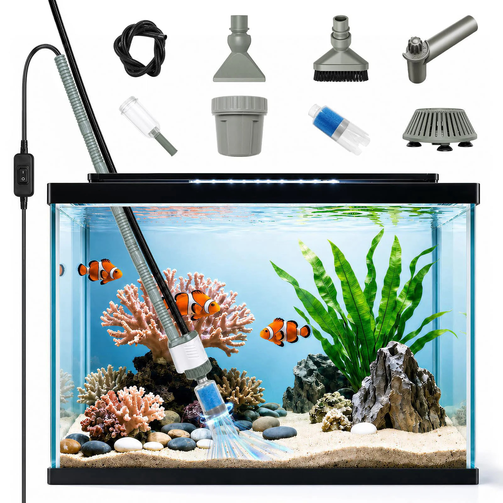 30W Aquarium Vacuum Gravel Cleaner 6 in 1 Electric Fish Tank