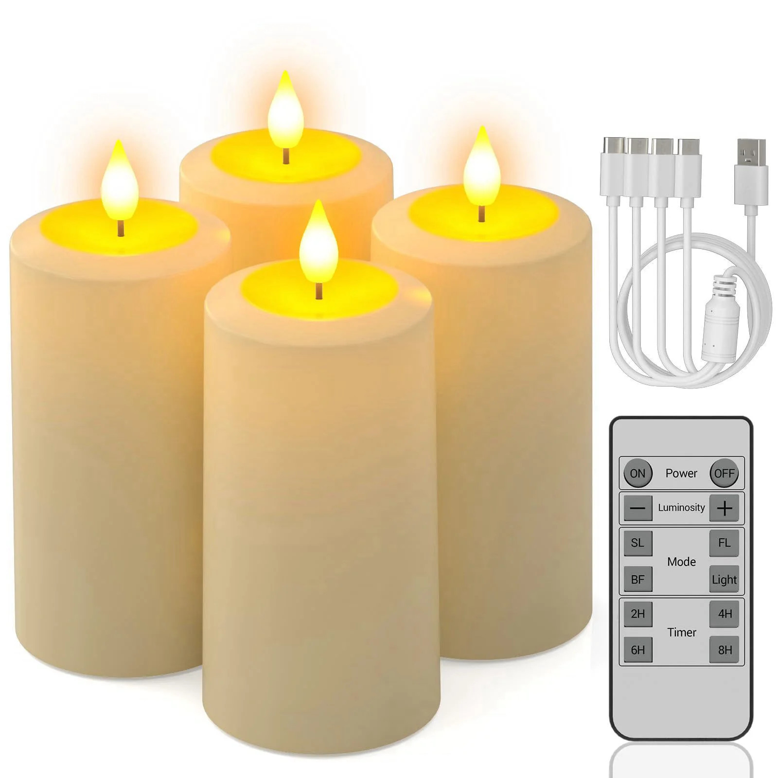 PChero Rechargeable Flameless Pillar Candles with Remote 4