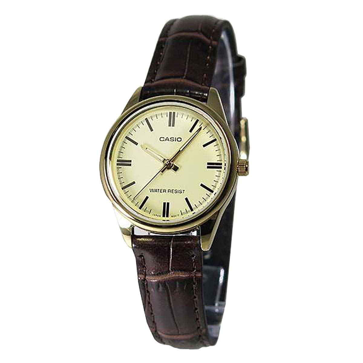 Casio Women LTP V005GL 9A Brown Leather Watch