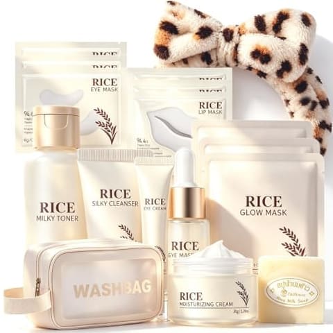 17PCS Korean Skin Care Set Rice Skincare Set for Women Kids