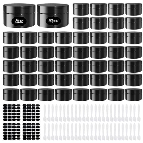 50 Pcs Plastic Jars with Lid 8 oz Plastic Cosmetic