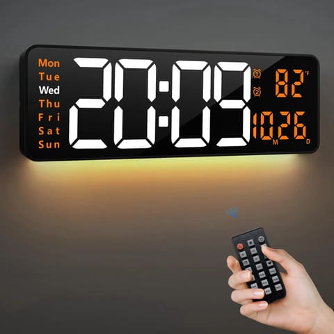 16 2 Digital Wall Clock RGB Remote Dual Alarm Auto
