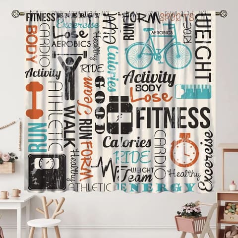 Fitness Curtains Sportive and Active Life Concept Exercising