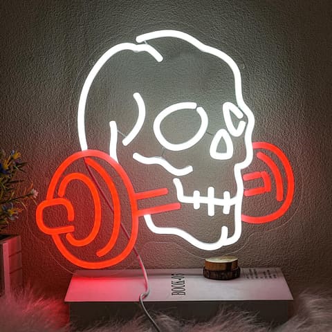 Skull Barbell Halloween Neon Sign for Wall Decor Halloween