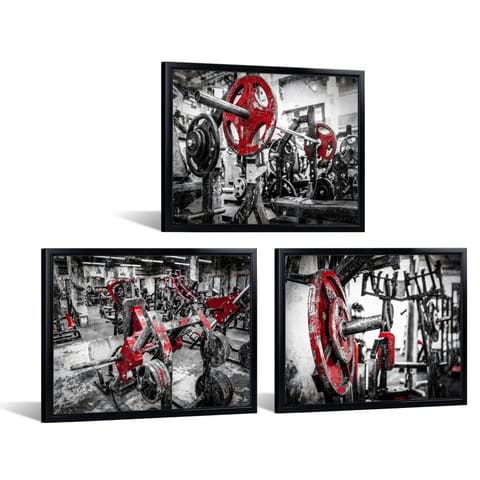 iKNOW FOTO Canvas Wall Art Set of 3 Vintage Black and Red