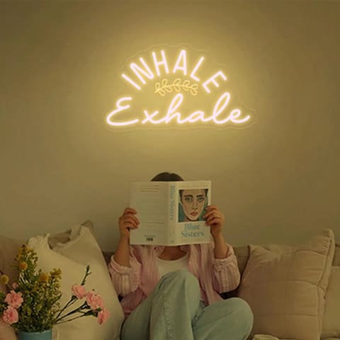 Inhale Exhale Neon Sign LED Wall Art for Fitness Yoga Studio