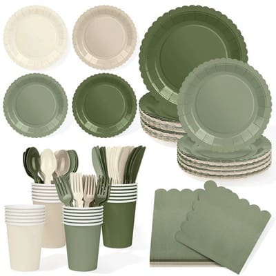 Nude Sage Green Tableware Set 168 Pcs