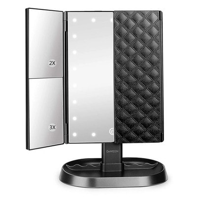 Makeup Mirror with 21 LEDs and Trifold Design
