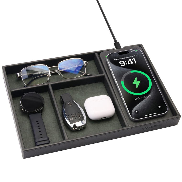 Valet Tray with Wireless Charging Pad