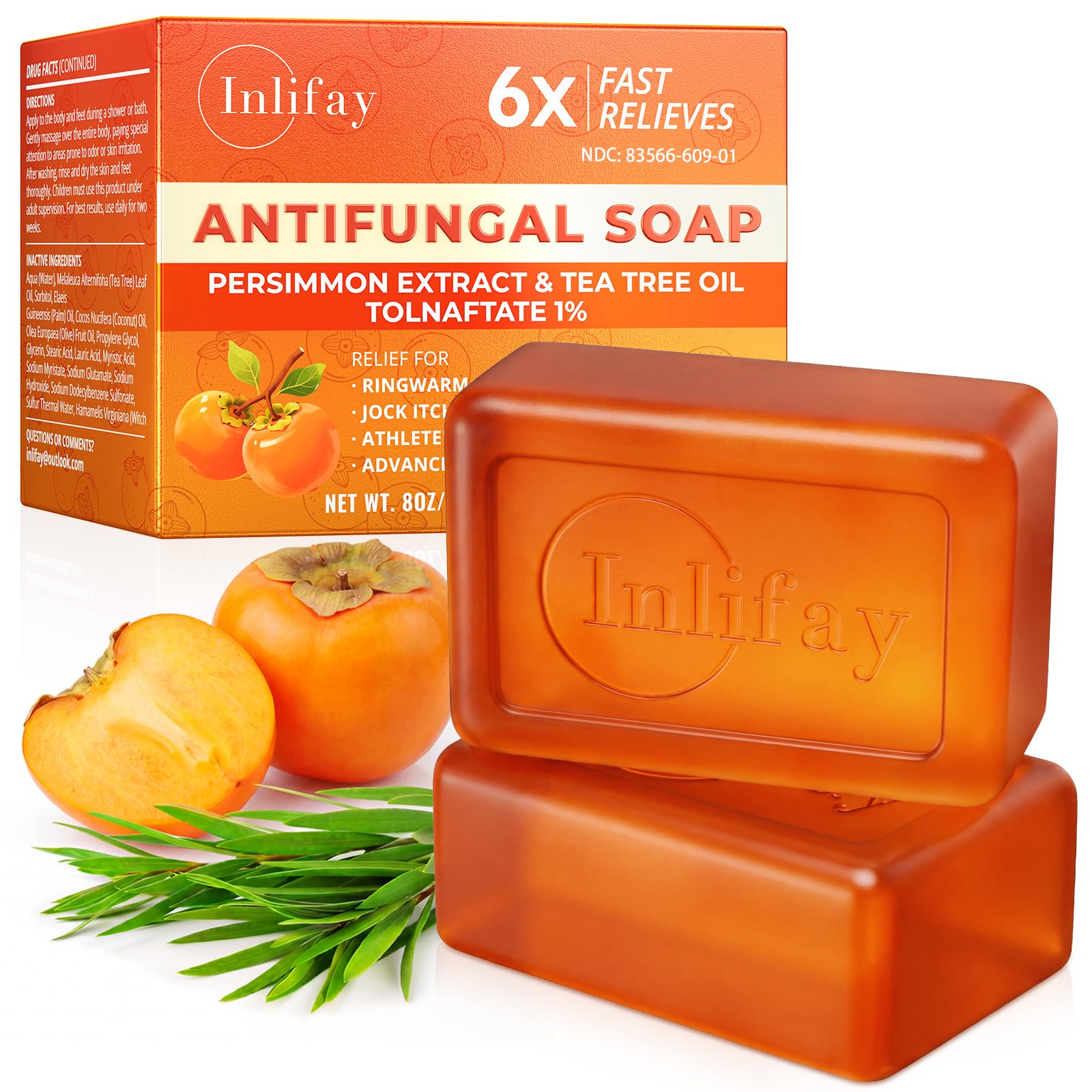Inlifay Antifungal Soap Bar – Tea Tree Oil Treatment, 2 Bars