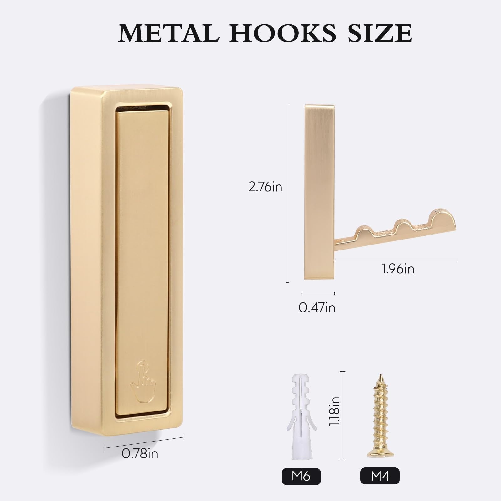 Set of 5 heavy-duty gold zinc alloy folding coat hooks mounted on wall, ideal for coats and scarves.