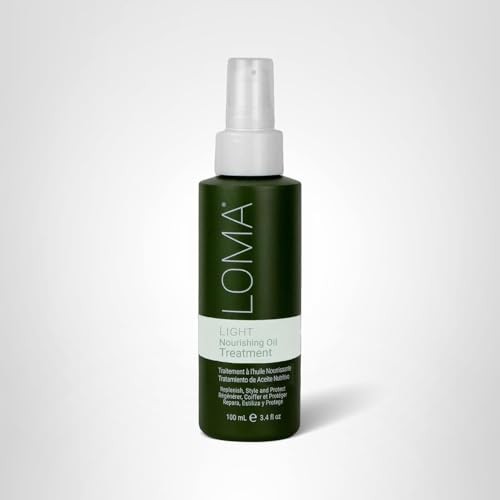 Loma Nourishing Oil Treatment Light bottle with dropper, clear light oil in a sleek container for hair nourishment.