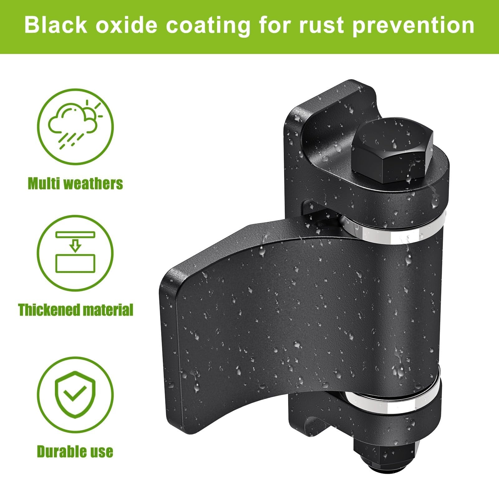 Lifeswell heavy duty weld-on gate hinges, steel with spacer bearing, oxid finish, 4-pack for durable gate installation.