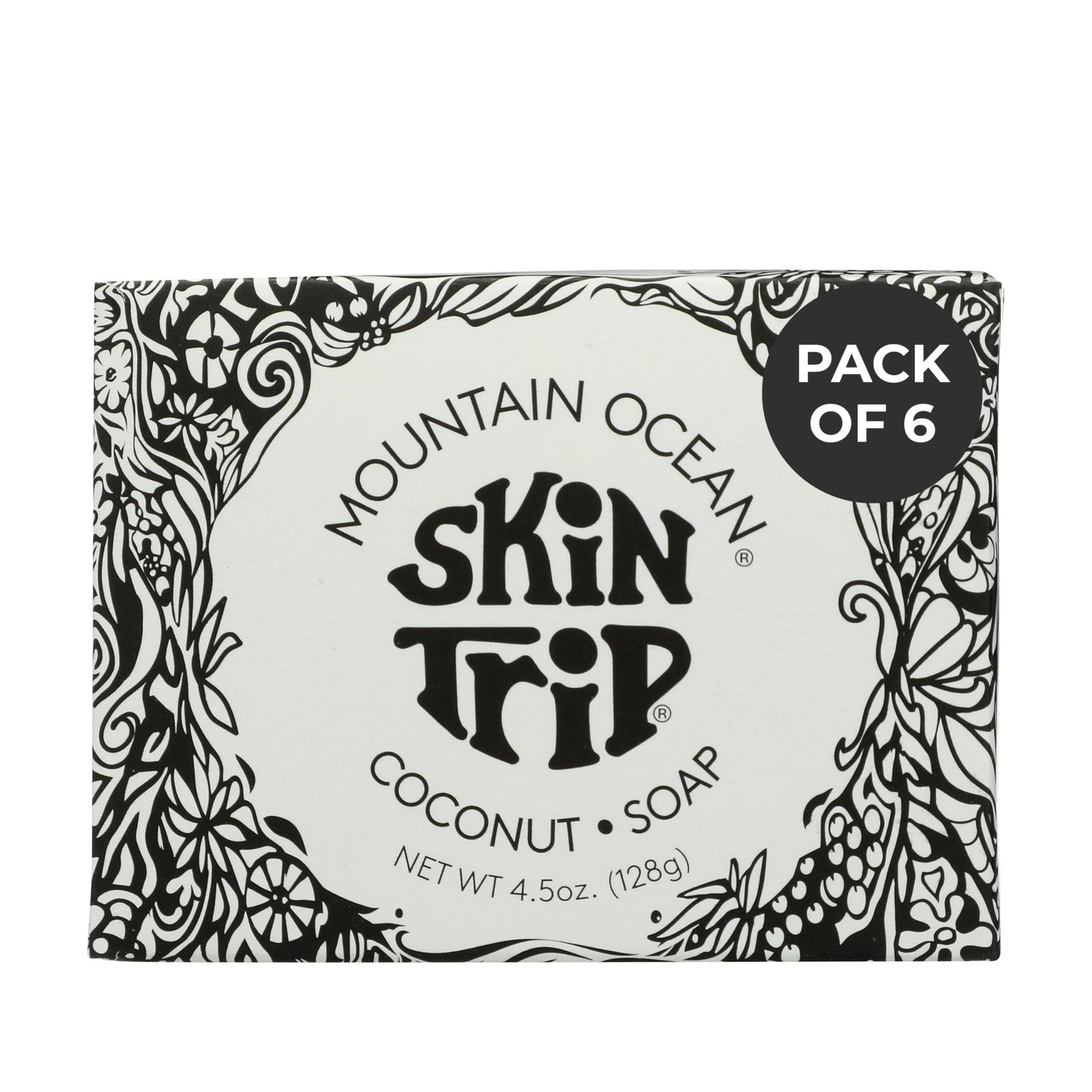 Mountain Ocean Skin Trip Coconut Soap bars, 4.5oz, pack of 6, gentle cleansing bars with coconut oil and natural ingredients.
