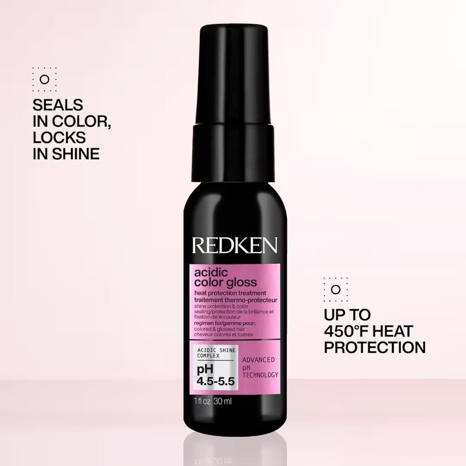 Redken Acidic Color Gloss Shine mini kit with sulfate-free shampoo, conditioner, and treatment tubes for vibrant color.